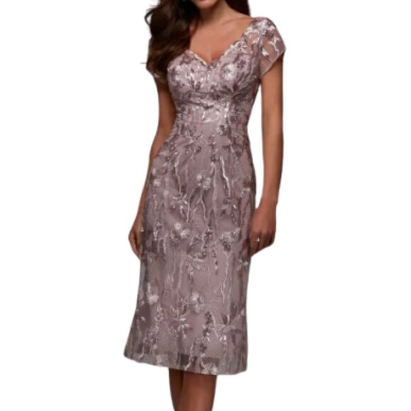 NWT  Alyce Paris 27534 Sequin Lace Cocktail Dress Rosewood 10 - Picture 1 of 6